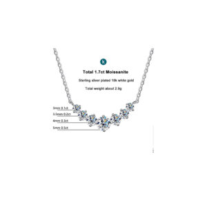 Fashion Moissanite Pendant Necklace Silver-Tone Plated