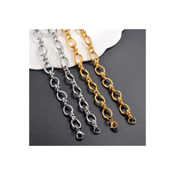 Stainless Steel Oval Chain Necklace Unisex Gold-Tone