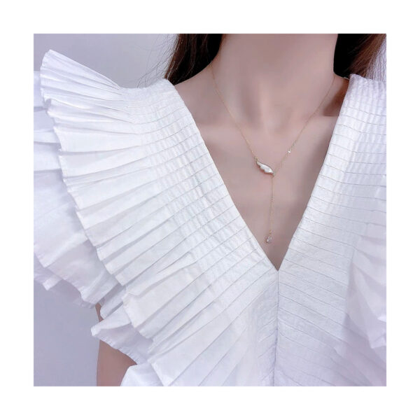 Gold-tone zircon water drop necklace for women