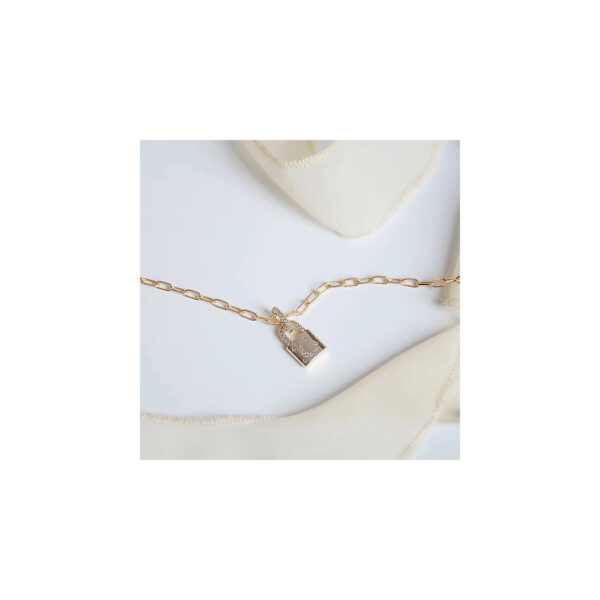 Xinbada Gold-Tone Lock Pendant Necklace with Zircon