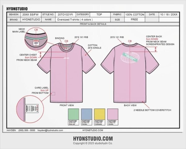 HYDNSTUDIO Minimalist Pastel Oversized Graphic T-Shirt Tech Pack