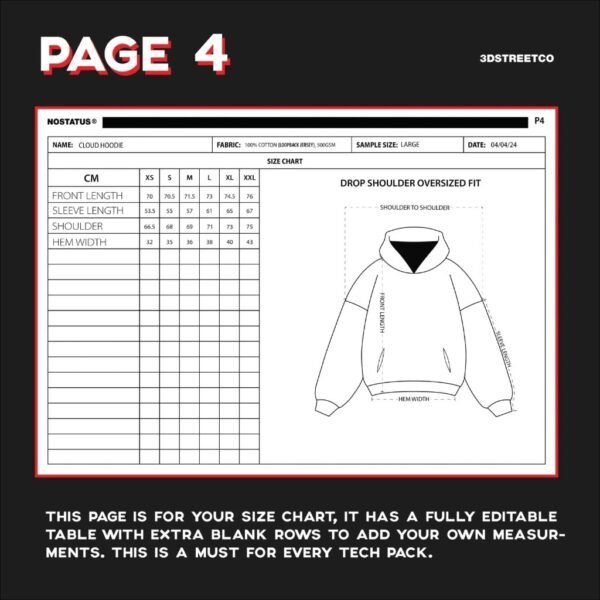 NOSTATUS Cloud Heavyweight Oversized Hoodie 500 GSM Tech Pack